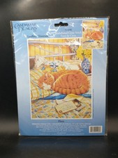 Candamar Designs FLORA Embellished Cross Stitch Kit 51496 Sleeping Cat 2004 NEW