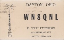 vintage amateur ham radio QSL postcard WN8QNL E Pat Patterson 1965 Dayton Ohio