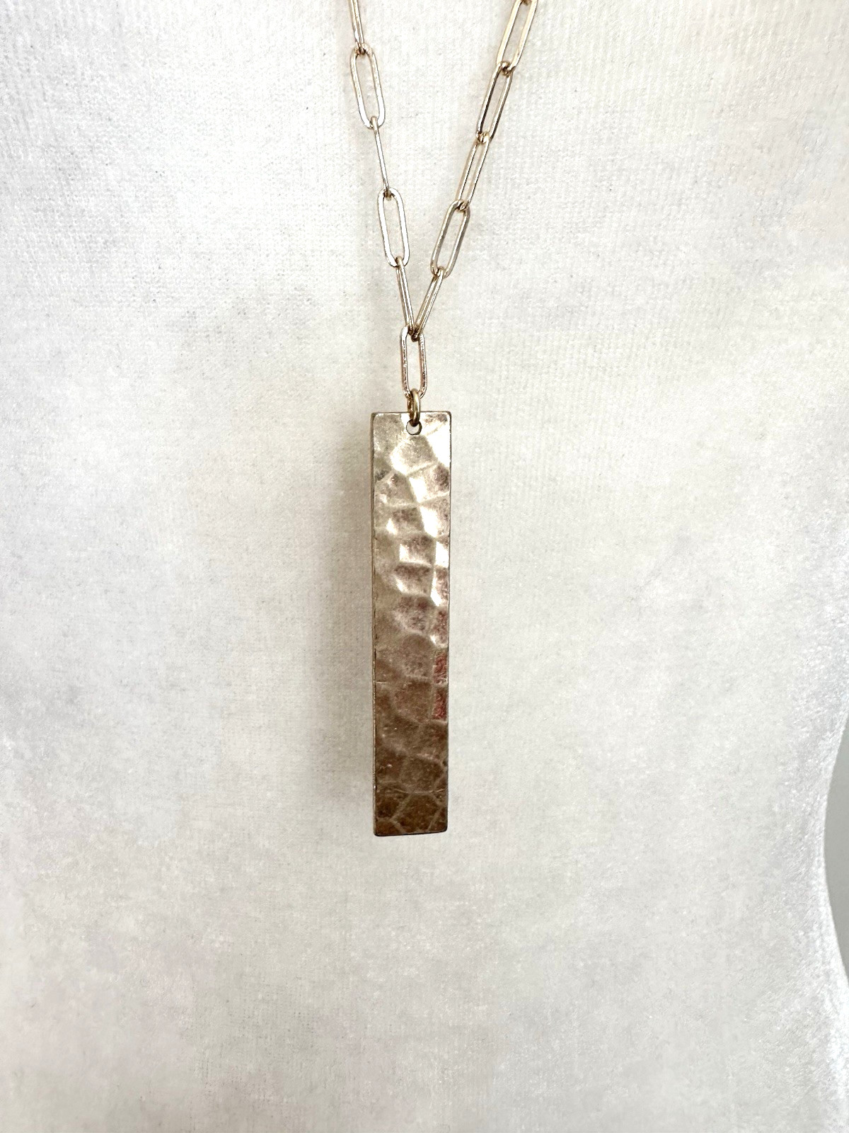 Womens Long Drop Rectangular Pendant Necklace Gol… - image 2