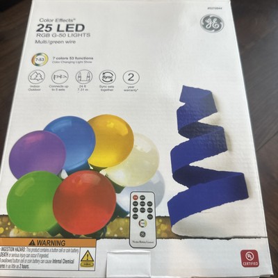 GE 5270944 25CT MULTI COLOR MULTI-FUNCTION G-50 LED LIGHTS - New