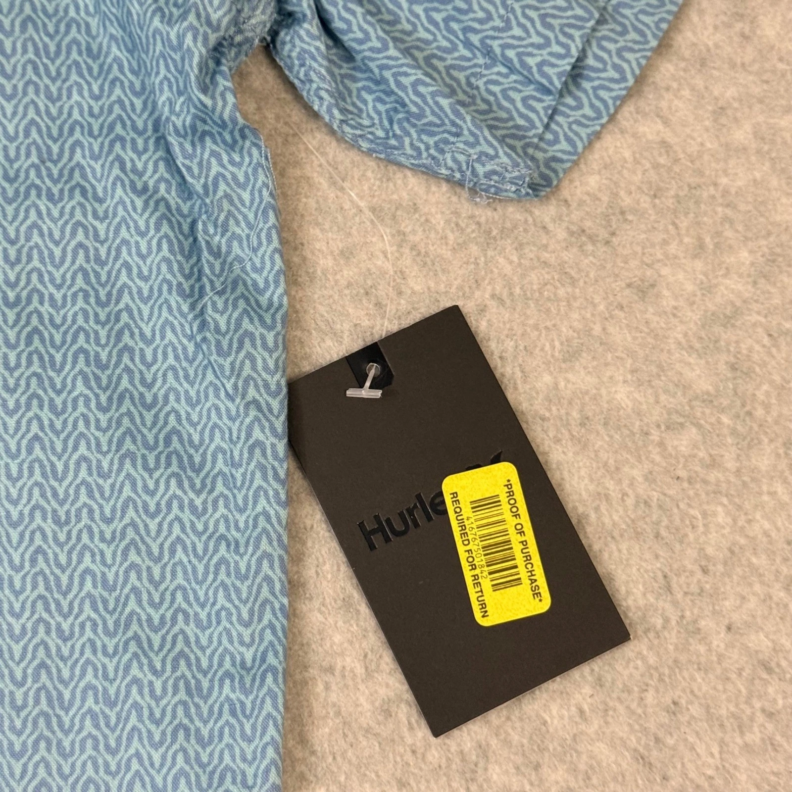 Hurley Men XL Blue Geometric Stretch Short Sleeve Button Down Shirt CQ3998 - product detail image 10