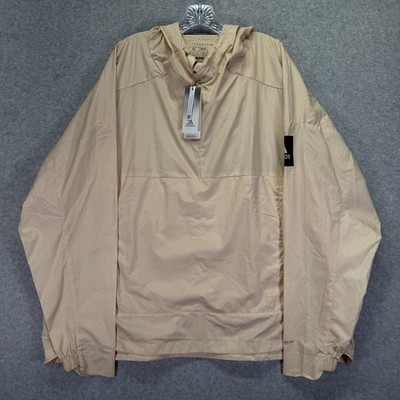 Adidas Jacket Mens XL Sand Strata Myshelter Windweave Hooded Windbreaker Anorak