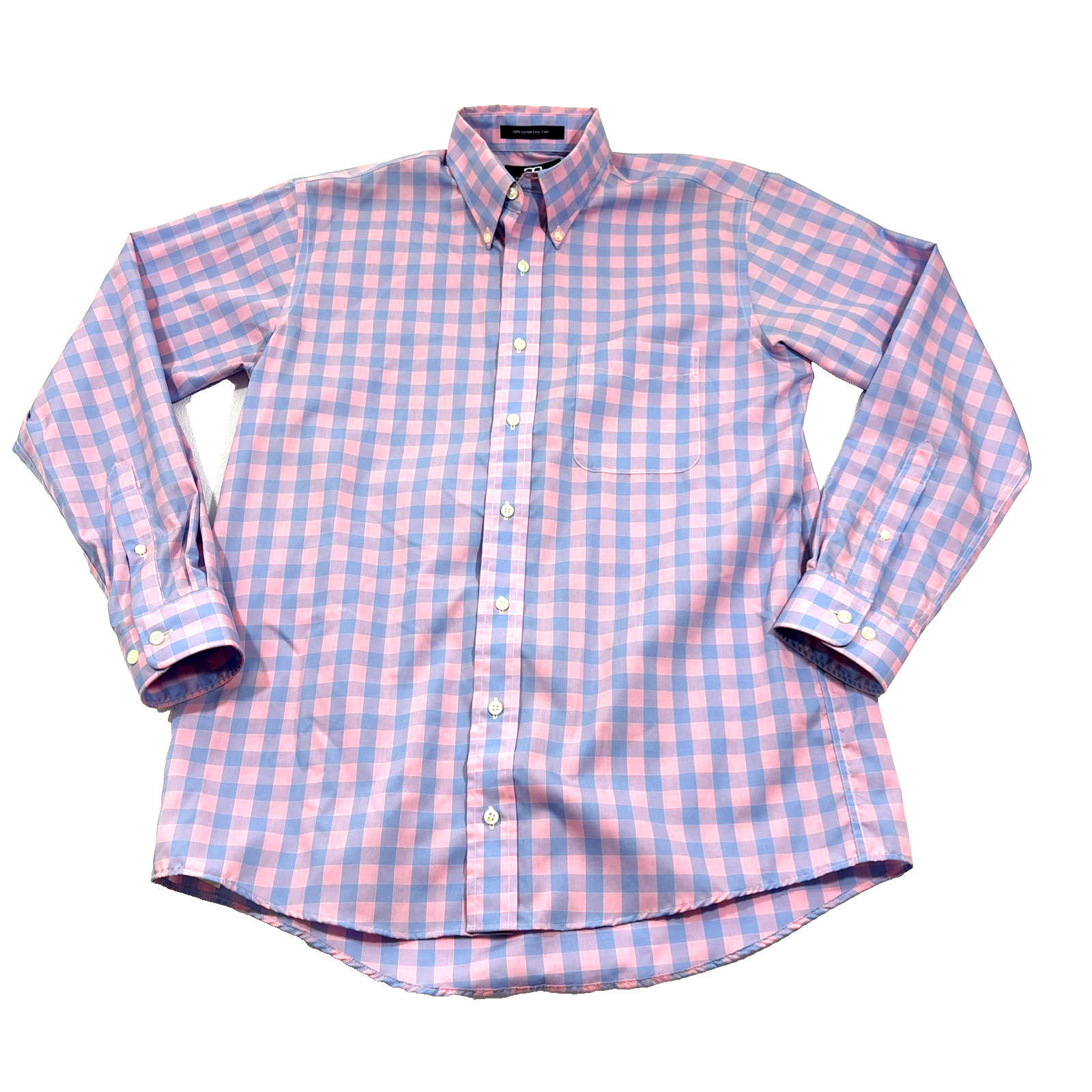 Allen Edmonds Men's M Blue Pink Gingham Check Button Down Casual Shirt NWOT AE