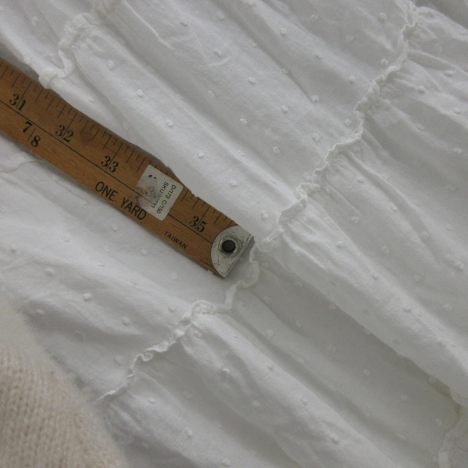 Vestido Betsey Johnson Mujer Mediano Blanco En Niveles Maxi Punto Suizo Boho Campesino Foto 3 de 4