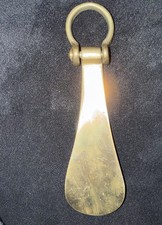 Vintage Heavy Solid Brass Shoe Horn With Shackle Hanger 5.25  Total Length