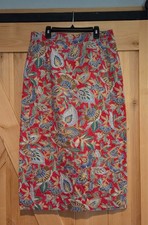 VTG Talbots Sz 14 Jacobean Floral Midi Wrap Skirt Tribal Old Money Preppy Beach