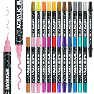 Acrylic Paint Markers, 24 Colors Paint Pens Acrylic Markers, Dual-Tip Acrylic...