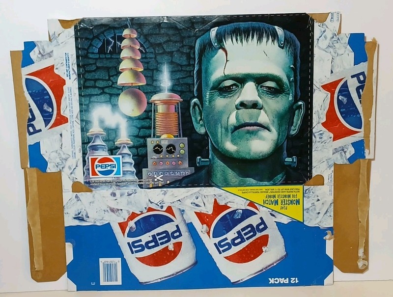 1991 Rare Vintage Frankenstein Pepsi 12 Pack Cardboard Carton Universal Monsters