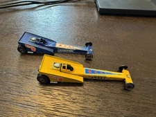 Hot Wheels Redline REAR ENGINE SNAKE MONGOOSE DRAGSTER PAIR Yellow Blue