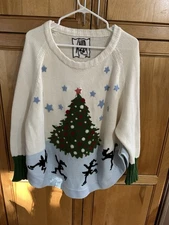 Whoopi Goldberg M Oversized Xmas Tree Skaters Poncho Christmas Sweater 2017