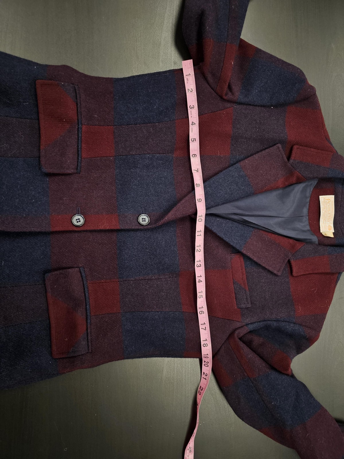 Pendleton Jacket Womens Medium Red Navy Plaid Woo… - image 3