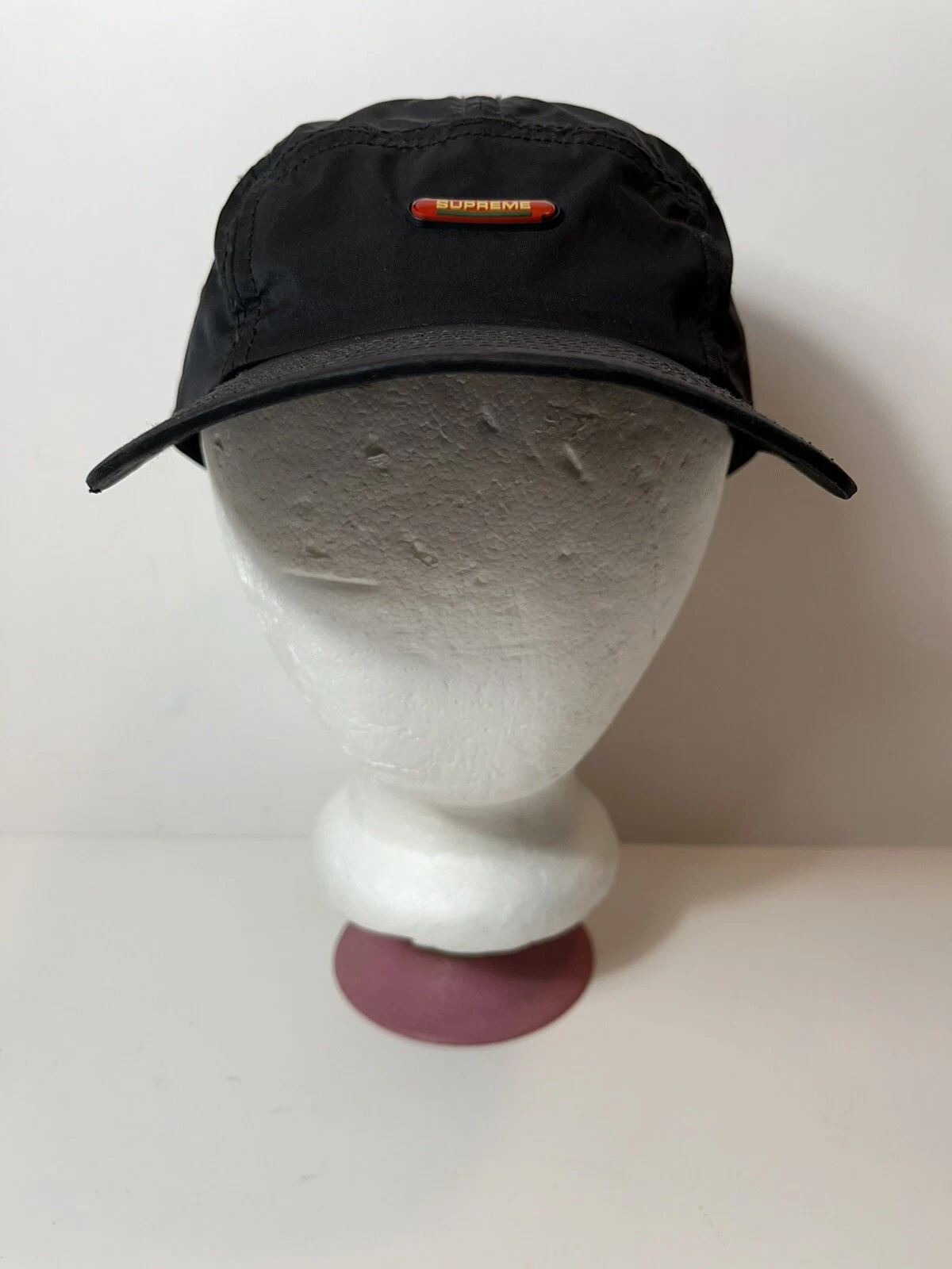 Supreme Clear Patch 5 Panel Camp Hat Cap Black Strapback Polyester/Nylon Blend
