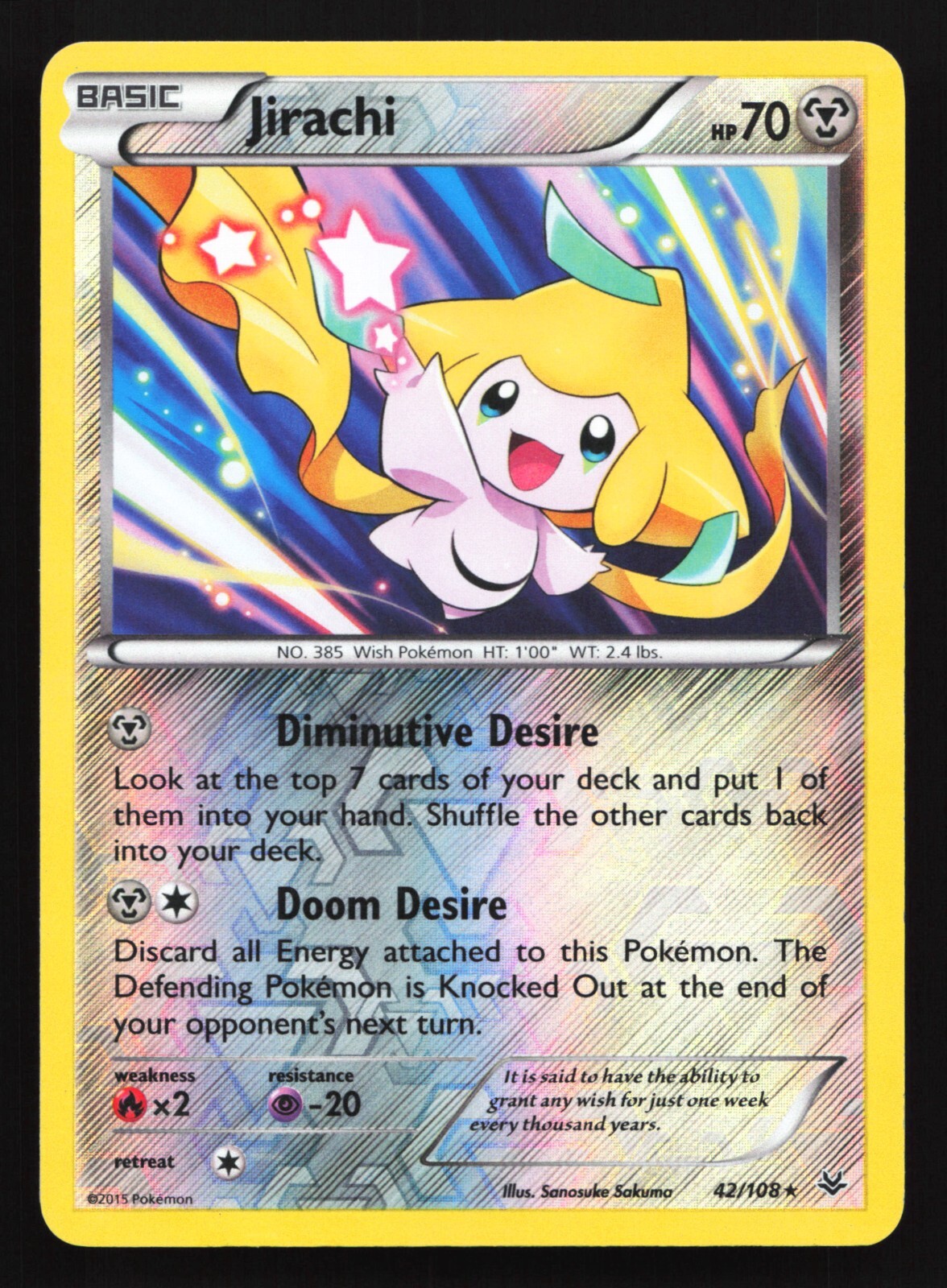 Pokemon Jirachi 42/108 Roaring Skies Reverse Holo Rare LP