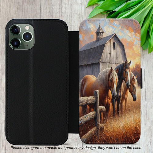 HORSE CASE FOR IPHONE SAMSUNG GOOGLE FARM SKETCH FLIP WALLET PHONE COVER GIFT - Picture 18 of 18