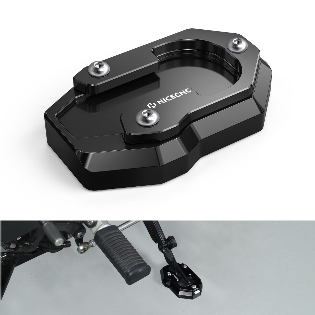 Side Stand Pad, Premium Motorfiets CNC Kickstand Side Stand Enlarger Extension Pad voor /KLE 650 15-18 Side Stand Pad, Premium Motorfiets CNC Kickstand Side Stand Enlarger Extension Pad voor /KLE 650 15-18