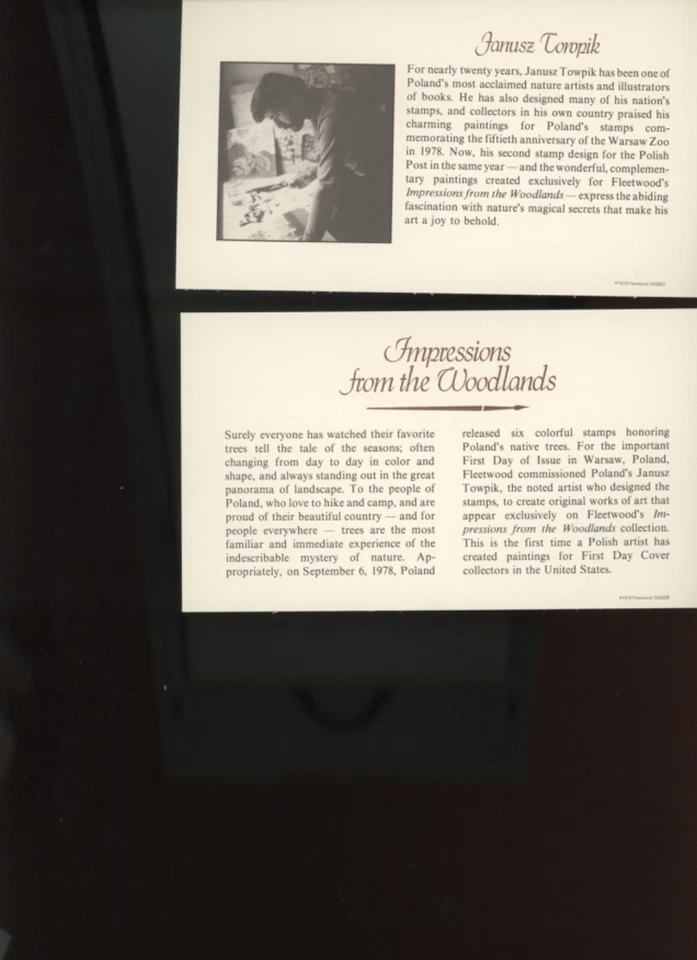 Poland Stamps 6 FDC Fleetwood IMPRESSIONS FROM THE WOODLANDS (mb34 - Image 3 of 3