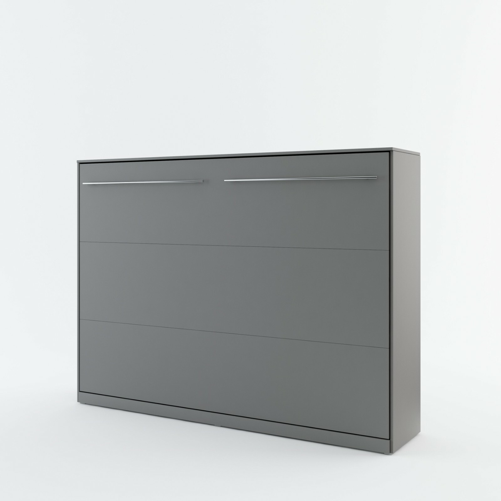 Arthauss Horizontal Wall Bed - Space-Saving Hidden Cabinet Bed, Fold Down Murphy Bed for Small Rooms, Multifunctional with Shelving Storage, Soft Close System 120 x 200cm in Grey Matt 23 Horizontal Hidden Fold Away Pull Out Murphy Wall Bed Storage in Grey Matt