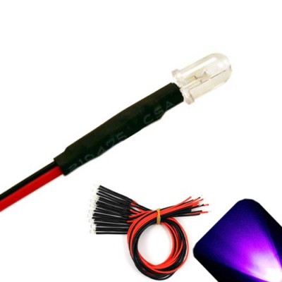 50 x Pre wired 9v 5mm UV Purple LEDs Prewired 9 volt DC LED Light RC Prop 8v 7v