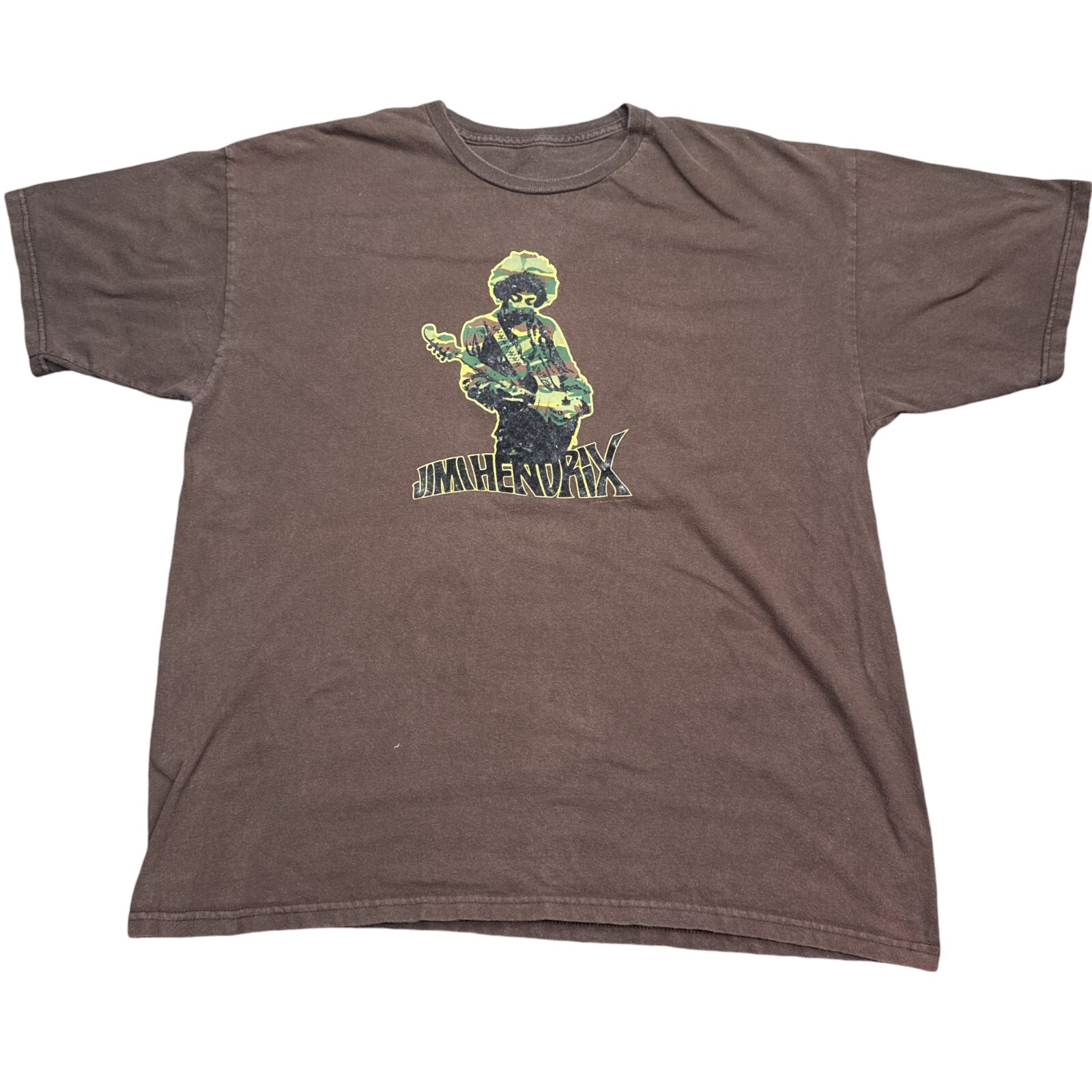 Jimi Hendrix Vintage Y2K T Shirt Adult Size XL Brown Camo Logo Graphic Tee