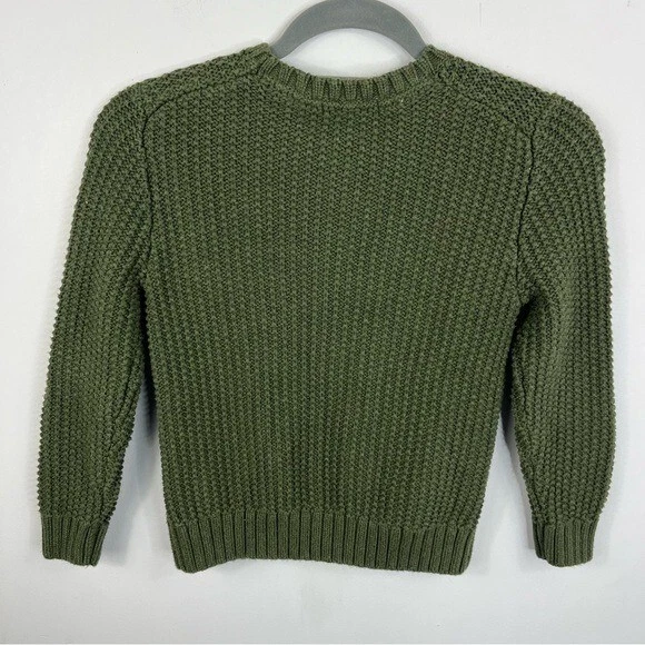 Janie and Jack Size 5 Cotton Cable Knit Olive Green Sweater KB - Image 3 of 4