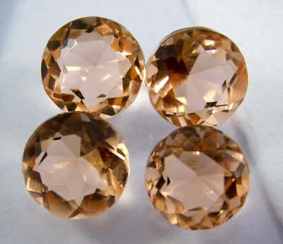 4 Pcs LOT 200  Cts Natural Imperial Topaz Round Cut Loose Certified  Gemstone