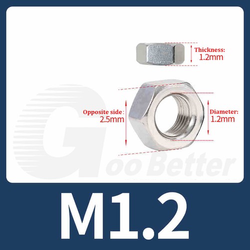HEXAGON HEX FULL NUTS A2/A4 STAINLESS STEEL M1 M1.2 M1.4 M1.6 M2 M2.5 M2.6 ~ M64 - Picture 11 of 41