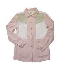 Nwt Sezane Will In Ecru Rose Beige Patchwork Denim Chore Jacket Xxs 2xs
