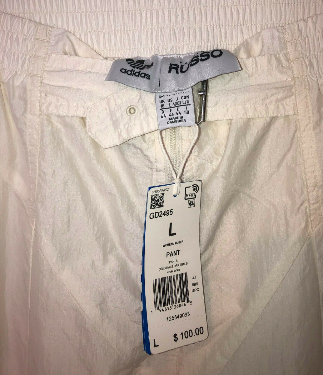 Adidas Paolina Russo Track Pants Cream with Rainbow Stripes, Large