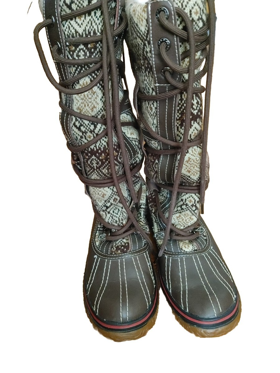 PAJAR Fleece Lined Lace Up  Water Proof Tall Rain Snow Boots Size 8-8.5 Pajar Waterproof Grip Tall Winter Boots US 8-8.5 Black Lace  main image 3
