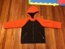 Longing Boys Hoodie Jacket Full Zip Dark Brown / Orange Size 110