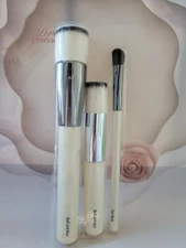 3 PC Chantecaille Eye Basic/Buff and Blur Full/Travel Brushes New in Sleeve