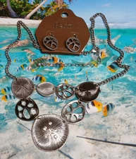 Rain Jewelry Collection Silver Tone Brushed and Open Disk Necklace and Earrings