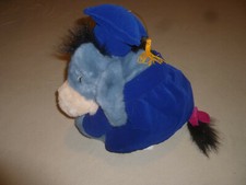DISNEY VINTAGE GRADUATION EEYORE PLUSH 12" STUFFED ANIMAL GRADUATE CAP GOWN TOY