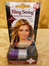 BLING STRING HAIR SPARKLE 2 Rolls w/clips PURPLE SILVER Great Stocking Stuffer 