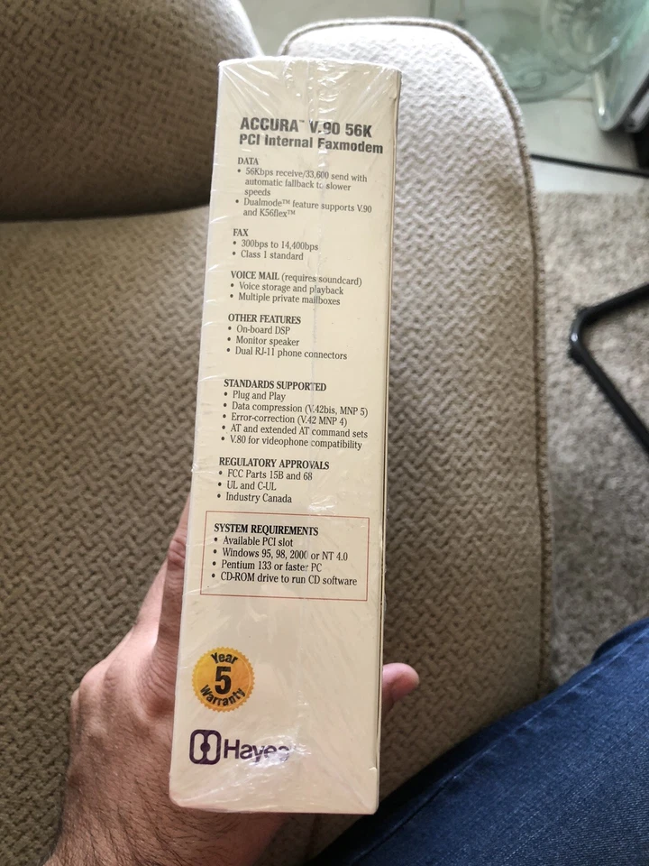 NEW Hayes Accura V.90 PCI Fax Modem Card H08-03357-B SEALED - Image 4 of 4