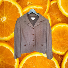 Ann Taylor Loft Brown Tweed Front Pockets Blazer Size 10