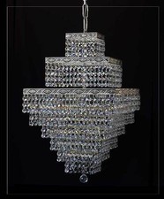 Orientalischer quadratischer Kronleuchter mit echtem Kristall Antik Silberfarben