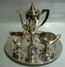 TIFFANY & CO. MAKERS STERLING SILVER SET TRAY SUGAR BOWL CREAMER COFFEE POT