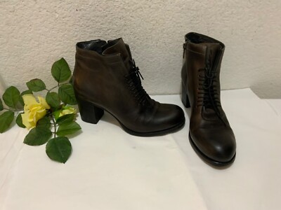 PANTANETTI Brown Leather Women's Shoes Ankle Boots Italy Size US 8.5  EU 38.5