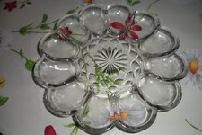 alter Glas Pressglas Eierteller Eierplatte Eier Servierteller 25cm 12 Eier 5vorh