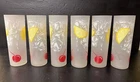 6 Vtg Federal Tom Collins Glasses Frosted Lemon Cherry Ice Barware 6.75” MCM