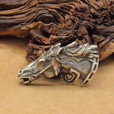 Cast Sterling Silver Horse Head Belt Buckle Stamped Sterling By Laura