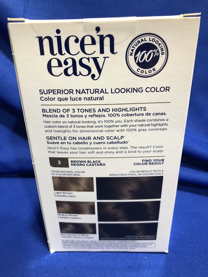 Clairol Nice n Easy Hair Color Care #3 BROWN BLACK Lot Of 2 Tones & Highlight - Image 3 of 4