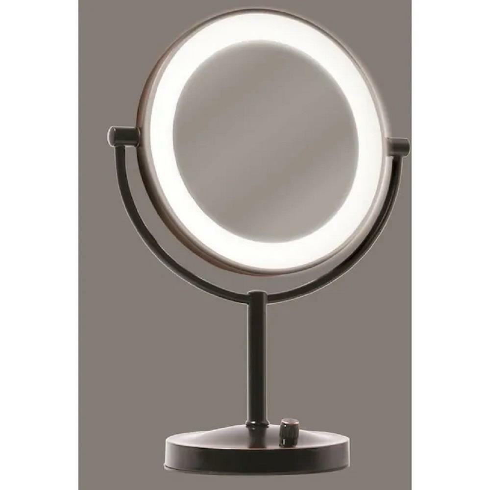 Bronze Led Lighted Vanity Makeup Mirror Halo Light 2 Two Double Sided Magnifying For Sale Online