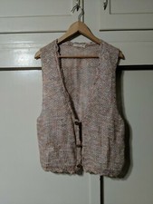 VTG Hand Knit Multicolor Sweater Vest Leslie Ann Bestor 80s 90s Fish Buttons