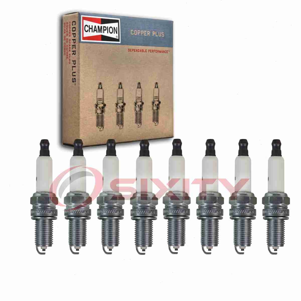 8 pc Champion Copper Plus 449 Spark Plugs for RA7YC 91320 5129 Ignition Wire wc