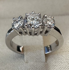 ANELLO TRILOGY IN ORO BIANCO 18 kt. CON DIAMANTI NATURALI e GARANZIA