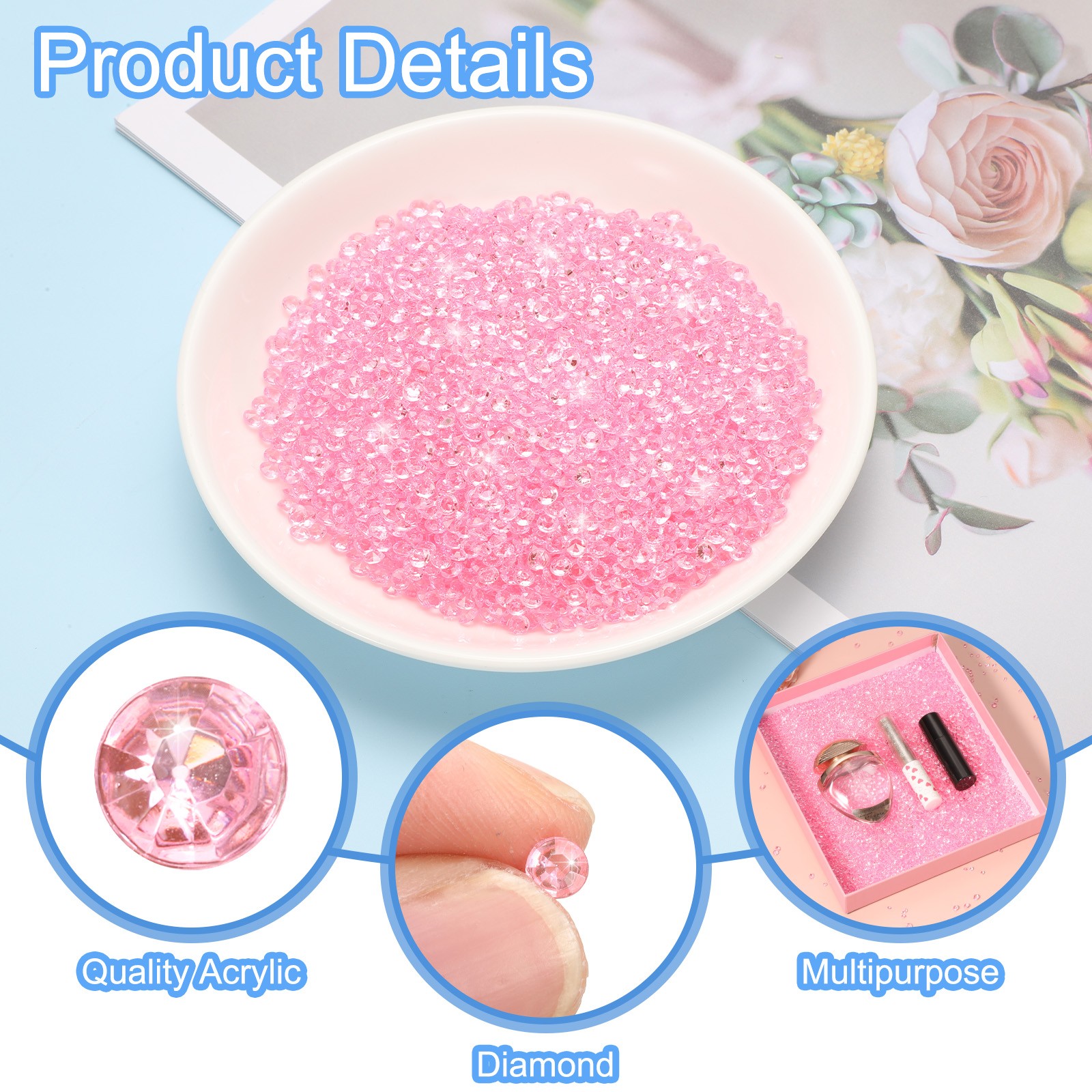 5000Pcs Wedding Table Scatter Confetti for Crafts (Light Pink, 4.5mm)