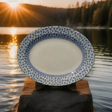 ENGLAND IRONSTONE PROVENCE BLUE FLOWERS PLATTER 11.5"L X 9"W