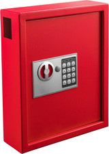 40-Key Lock Box Wall Mount With Code Secure Key Holder Cabinet Space Saving Red